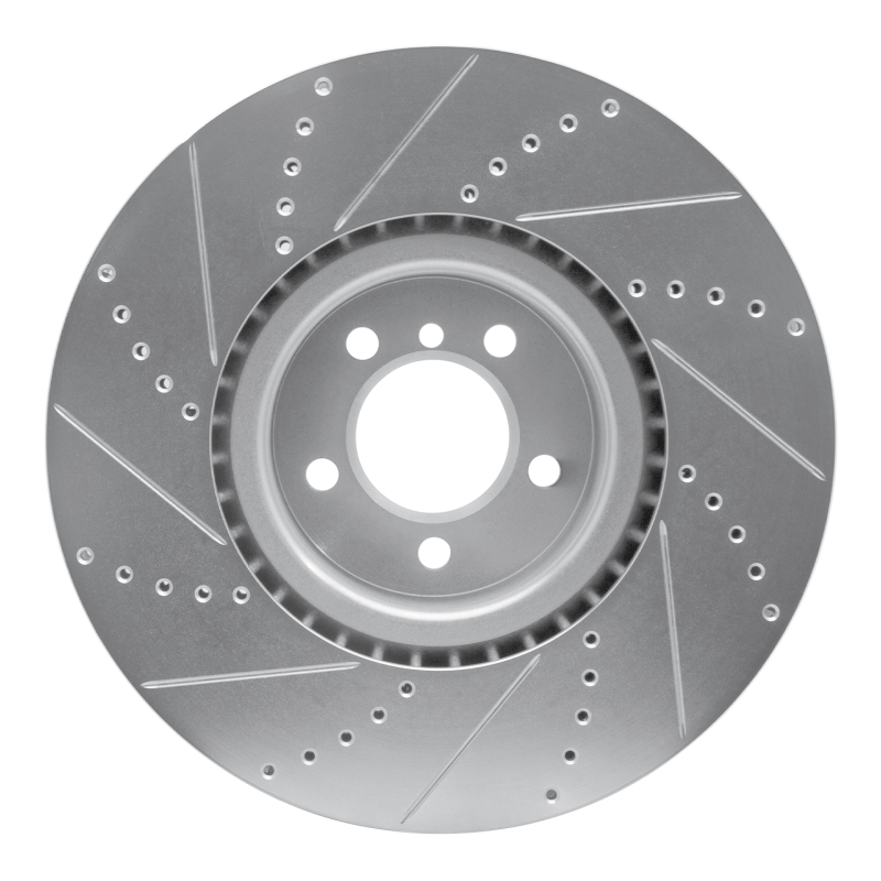 Land Rover Range Rover Brake Rotor (1) - Front Right - R1 Concepts - Drilled & Slotted - Silver - `10-`12